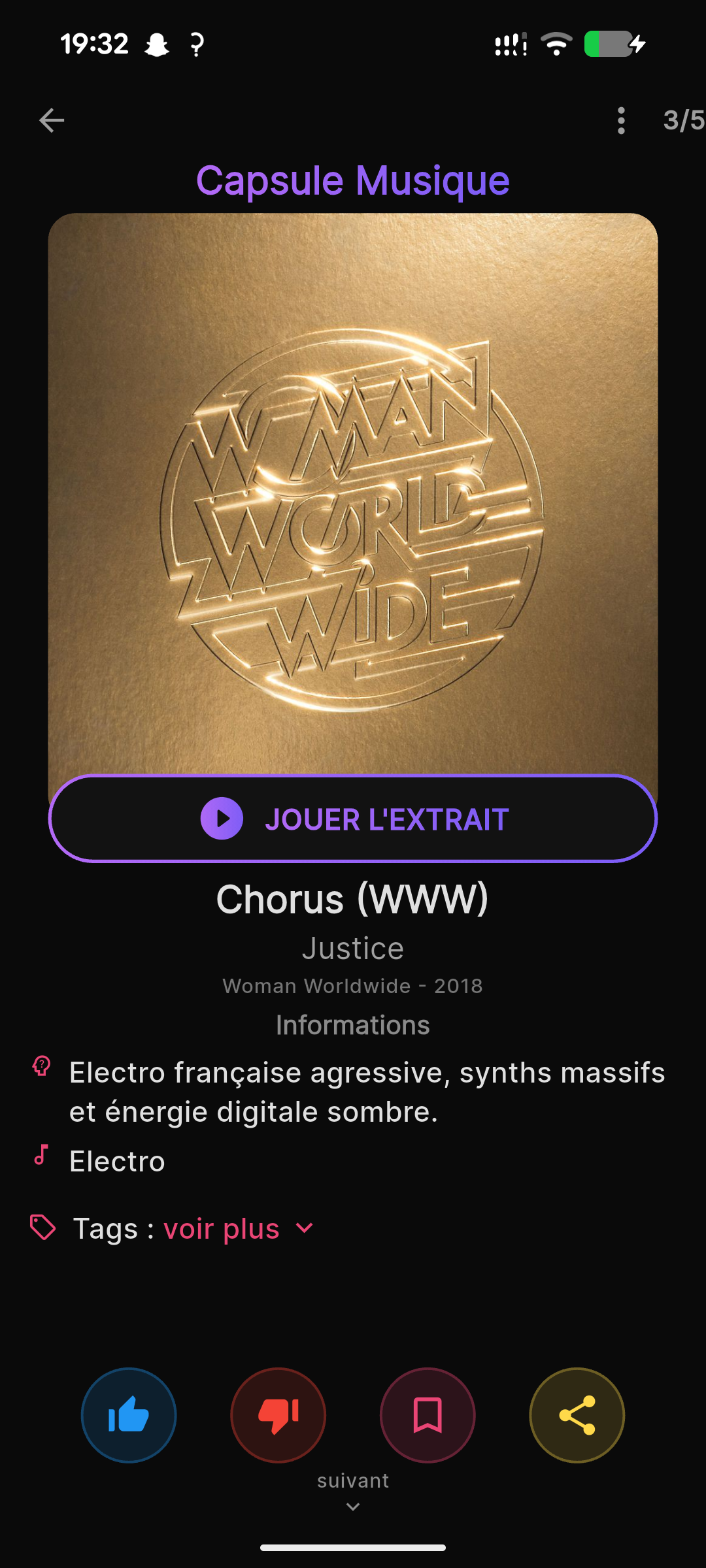 Capsule Musique dans l'app Capshare