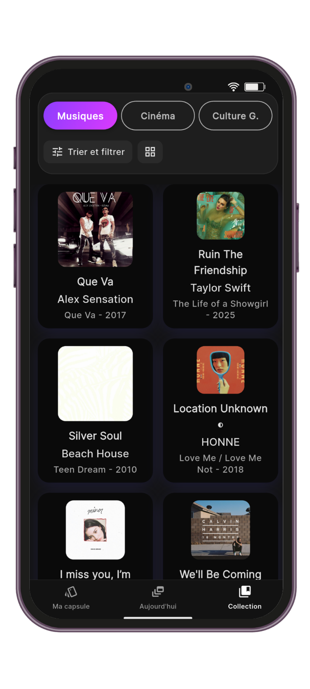 Collection Capshare — bibliothèque personnelle de découvertes culturelles